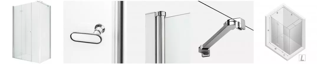 Душевой угол-ограждение «New Trendy» New Soleo Plus Chrome 100/80 прозрачный/хром прямоугольный без поддона левый Душевой угол-ограждение «New Trendy» New Soleo Plus Chrome 100/80 прозрачный/хром прямоугольный без поддона левый