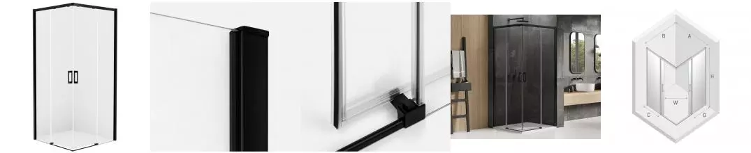 Душевой угол-ограждение «New Trendy» Prime Black 90/80 прозрачный/чёрный матовый прямоугольный без поддона универсальный  Душевой угол-ограждение «New Trendy» Prime Black 90/80 прозрачный/чёрный матовый прямоугольный без поддона универсальный