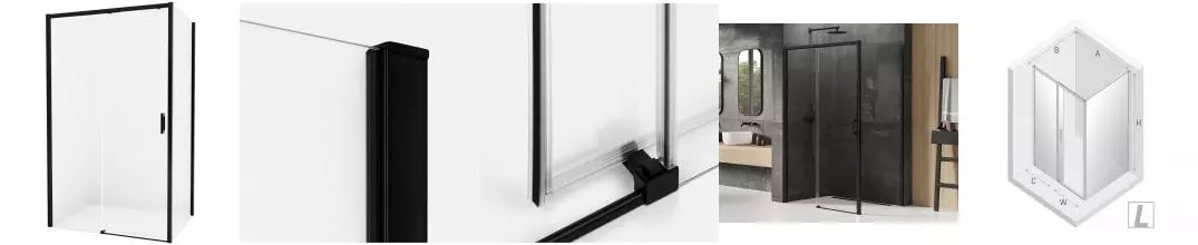 Душевой угол-ограждение «New Trendy» Prime Black 150/100 прозрачный/чёрный матовый прямоугольный без поддона левый Душевой угол-ограждение «New Trendy» Prime Black 150/100 прозрачный/чёрный матовый прямоугольный без поддона левый