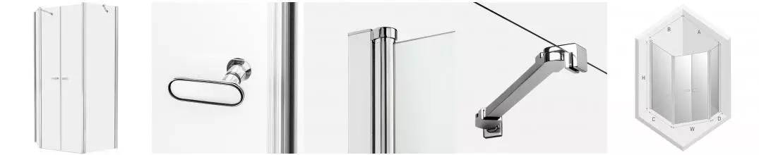 Душевой угол-ограждение «New Trendy» New Soleo Chrome 100/80 прозрачный/хром многоугольный без поддона универсальный Душевой угол-ограждение «New Trendy» New Soleo Chrome 100/80 прозрачный/хром многоугольный без поддона универсальный