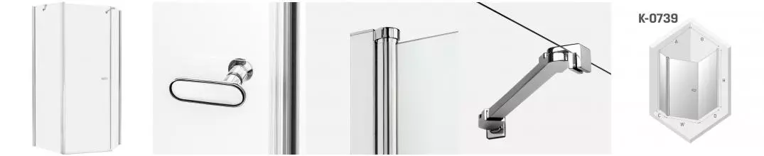 Душевой угол-ограждение «New Trendy» New Soleo Chrome 100/80 прозрачный/хром многоугольный без поддона левый Душевой угол-ограждение «New Trendy» New Soleo Chrome 100/80 прозрачный/хром многоугольный без поддона левый