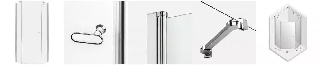 Душевой угол-ограждение «New Trendy» New Soleo Chrome 80/80 прозрачный/хром многоугольный без поддона универсальный Душевой угол-ограждение «New Trendy» New Soleo Chrome 80/80 прозрачный/хром многоугольный без поддона универсальный