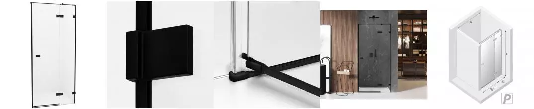 Душевая дверь «New Trendy» Avexa Black 130/200 прозрачная/чёрная матовая правая