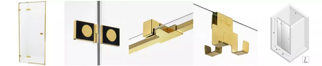 Душевая дверь «New Trendy» Avexa Gold Brushed 100/200 прозрачная/брашированное золото левая