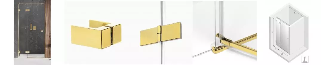 Душевая дверь «New Trendy» Avexa Gold Shine 100/200 прозрачная/золото левая