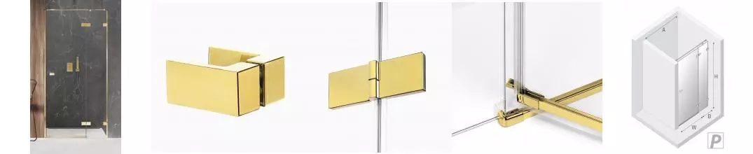 Душевая дверь «New Trendy» Avexa Gold Shine 80/200 прозрачная/золото правая