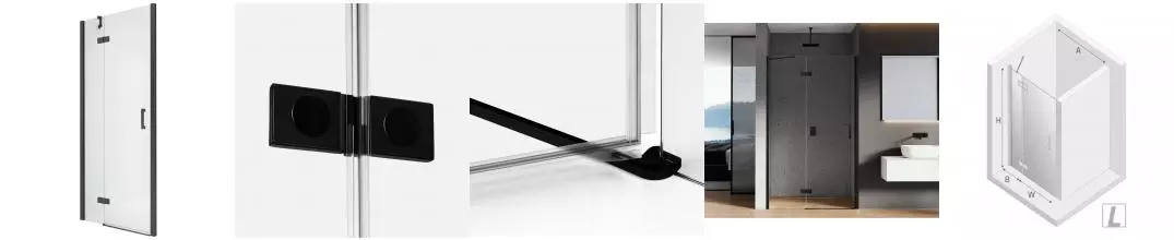 Душевая дверь «New Trendy» New Renoma Black 100/195 прозрачная/чёрная матовая левая