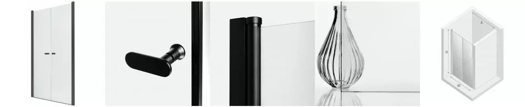 Душевая дверь «New Trendy» New Soleo Black 110/195 прозрачная/чёрная матовая