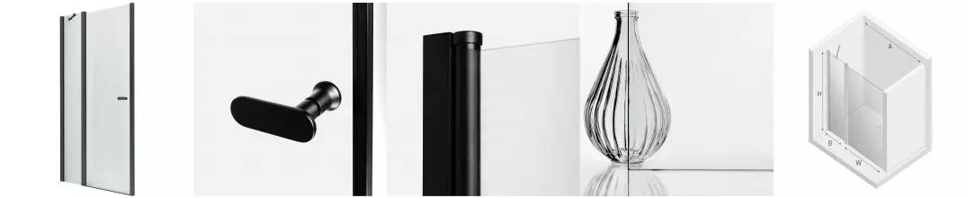 Душевая дверь «New Trendy» New Soleo Black 100/195 прозрачная/чёрная матовая универсальная