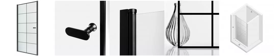 Душевая дверь «New Trendy» New Varia Black 100/195 прозрачная/чёрная матовая универсальная