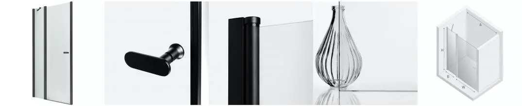 Душевая дверь «New Trendy» New Soleo Black 110/195 прозрачная/чёрная матовая универсальная Душевая дверь «New Trendy» New Soleo Black 110/195 прозрачная/чёрная матовая универсальная