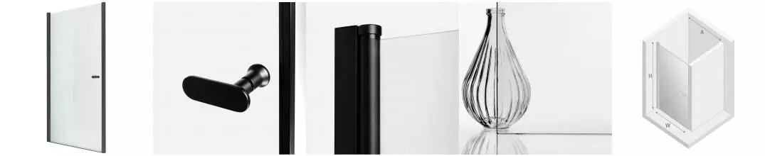 Душевая дверь «New Trendy» New Soleo Black 70/195 прозрачная/чёрная матовая универсальная
