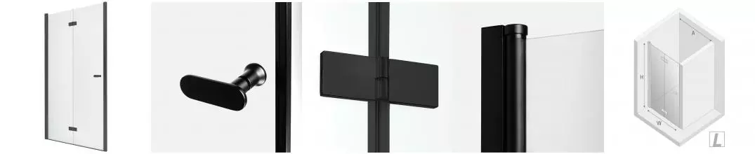 Душевая дверь «New Trendy» New Soleo Black 100/195 прозрачная/чёрная матовая левая