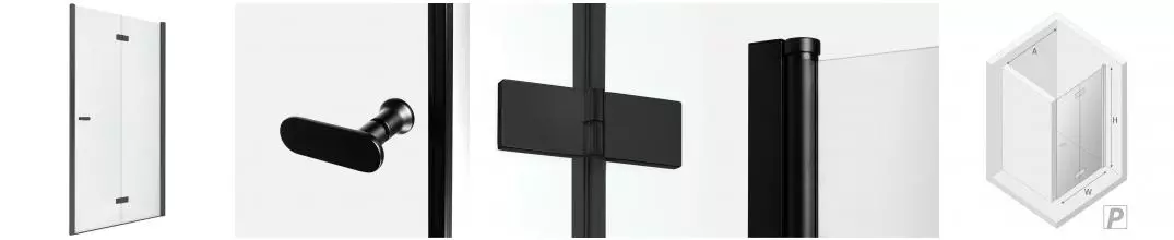 Душевая дверь «New Trendy» New Soleo Black 100/195 прозрачная/чёрная матовая правая