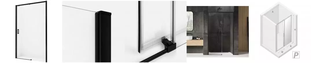 Душевая дверь «New Trendy» Prime Black 150/200 прозрачная/чёрная матовая правая