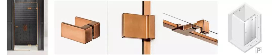 Душевая дверь «New Trendy» Avexa Copper Brushed 110/200 прозрачная/брашированная медь правая