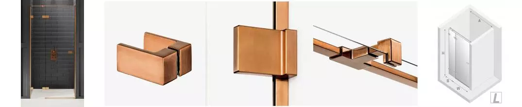 Душевая дверь «New Trendy» Avexa Copper Brushed 90/200 прозрачная/брашированная медь левая