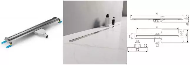 Душевой лоток «New Trendy» Visio Slim 70 см. OL-0067 боковой выпуск хром Душевой лоток «New Trendy» Visio Slim 70 см. OL-0067 боковой выпуск хром
