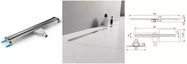 Душевой лоток «New Trendy» Visio Slim 100 см. OL-0070 боковой выпуск хром Душевой лоток «New Trendy» Visio Slim 100 см. OL-0070 боковой выпуск хром