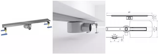 Душевой лоток «New Trendy» Vimo Slim 60 см. OL-0046 боковой выпуск хром  Душевой лоток «New Trendy» Vimo Slim 60 см. OL-0046 боковой выпуск хром