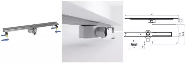 Душевой лоток «New Trendy» Vimo Slim 80 см. OL-0048 боковой выпуск хром  Душевой лоток «New Trendy» Vimo Slim 80 см. OL-0048 боковой выпуск хром