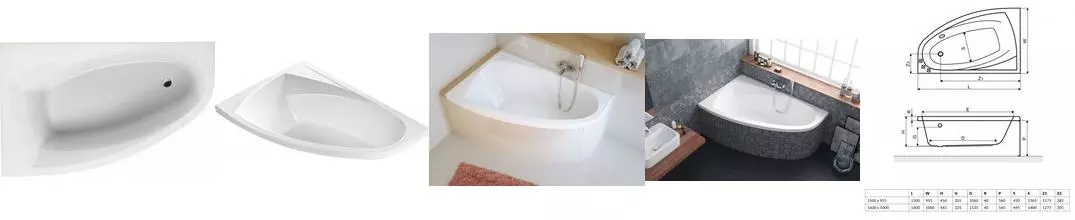 Ванна акриловая «Excellent» Aquaria Comfort 150/95 без опор без сифона белая левая Ванна акриловая «Excellent» Aquaria Comfort 150/95 без опор без сифона белая левая