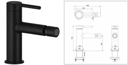 Смеситель для биде «Excellent» Pi AREX.1203BL чёрный матовый