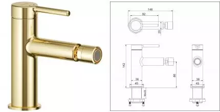 Смеситель для биде «Excellent» Pi AREX.1203GL золото