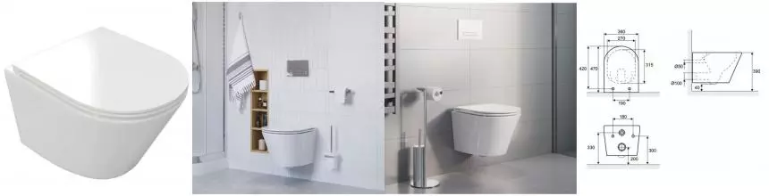 Подвесной унитаз безободковый «Excellent» Joker Flash Rim CENL.4504.470.WH белый с сиденьем дюропласт с микролифтом белое