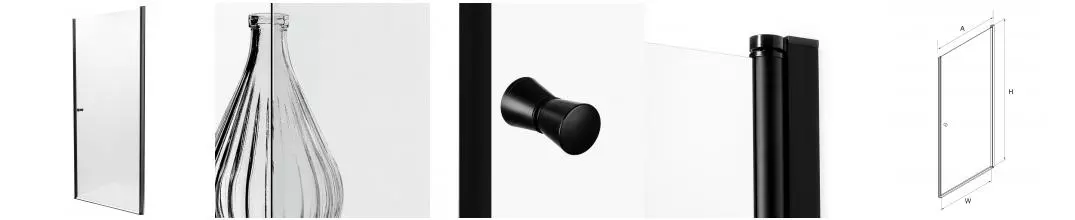 Душевая дверь «New Trendy» Superia Black 80/195 прозрачная/чёрная матовая универсальная