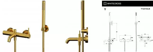 Смеситель для ванны «Whitecross» Y Y1231GLB брашированное золото