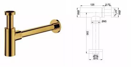 Сифон для раковины «Omnires» A186GL золото Сифон для раковины «Omnires» A186GL золото