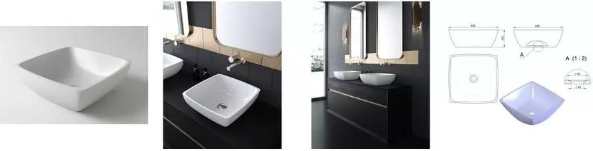 Раковина «Holbi» Jupiter 44/44 1.02.007.11.1.1.1 искусственный камень белая матовая с донным клапаном