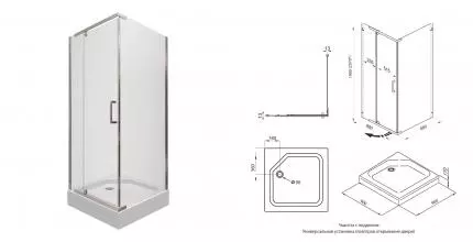 Душевой угол-ограждение «Triton» Терра-Хром 90/90 прозрачный низкий поддон