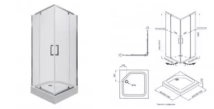 Душевой угол-ограждение «Triton» Каппа-Хром 90/90 прозрачный низкий поддон универсальный