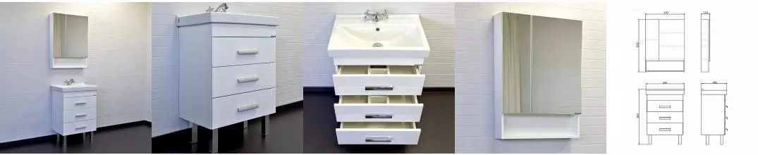 Мебель для ванной «Comforty» Никосия 60Н белый глянец