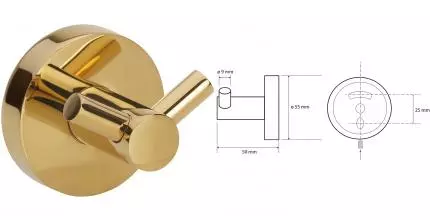 Двойной крючок «Bemeta» Brilo 161106032 на стену золото