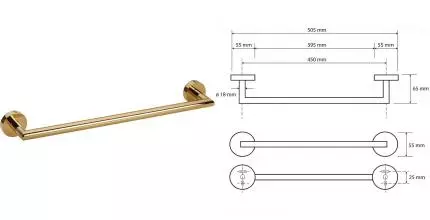 Полотенцедержатель «Bemeta» Brilo 161204020 на стену золото Полотенцедержатель «Bemeta» Brilo 161204020 на стену золото