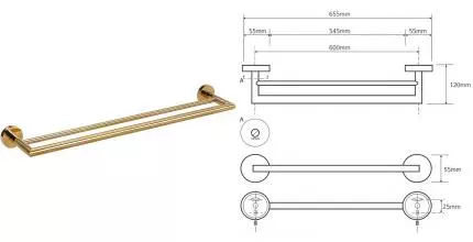 Полотенцедержатель двойной «Bemeta» Brilo 161204052 на стену золото Полотенцедержатель двойной «Bemeta» Brilo 161204052 на стену золото