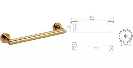 Поручень «Bemeta» Brilo 161307611 на стену золото Поручень «Bemeta» Brilo 161307611 на стену золото
