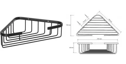 Угловая полка в ванну «Bemeta» Cytro 102308120 на стену чёрная матовая
