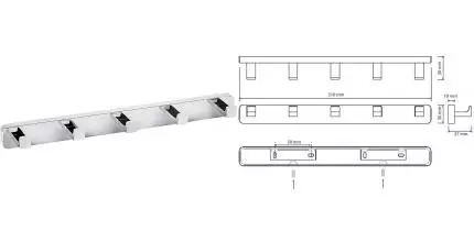 Планка с крючками «Bemeta» Via 135006252 на дверь хром