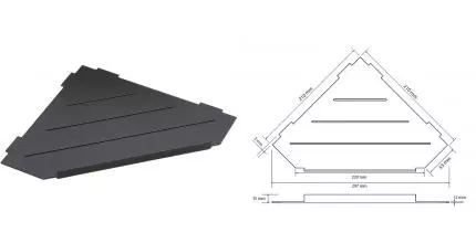 Угловая полка в ванну «Bemeta» Cytro 101302450 на стену чёрная матовая