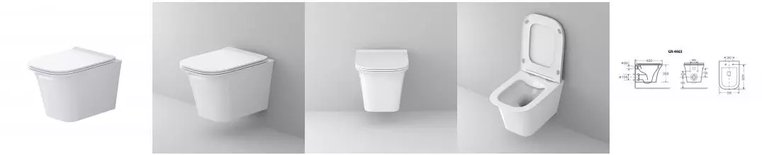 Подвесной унитаз безободковый «Grossman» Classic GR-4463S белый с сиденьем ультратонкое дюропласт с микролифтом белое