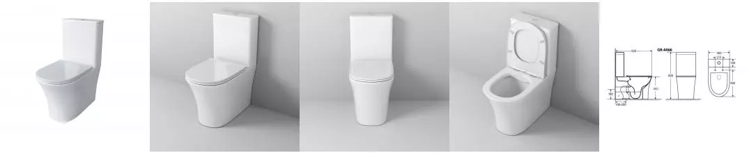 Унитаз Classic GR-4466S (620*365*820) напольный БЕЗОБОДКОВЫЙ с тонкой крышкой, 2 места GR-4466S · Grossman, GR-4466S