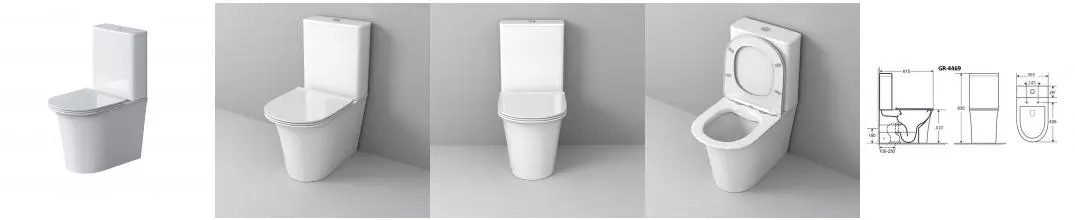 Унитаз компакт безободковый «Grossman» Galaxy GR-4469S белый с сиденьем ультратонкое дюропласт с микролифтом белое