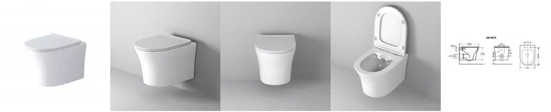 Подвесной унитаз безободковый «Grossman» Style GR-4475S белый с сиденьем ультратонкое дюропласт с микролифтом белое