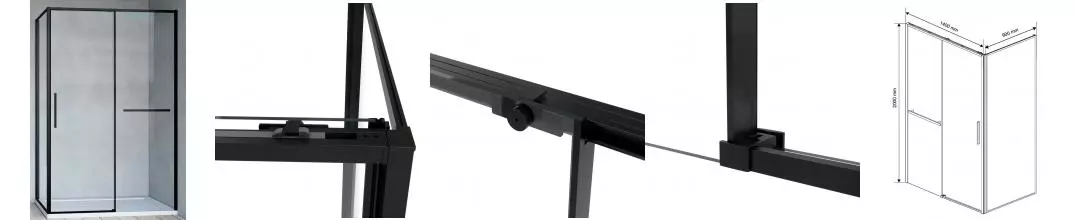 Душевой угол-ограждение «Vincea» Slim Soft VSR-1SS9014CLB 140/90 прозрачный/чёрный прямоугольный без поддона универсальный