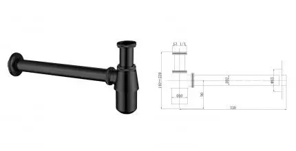 Сифон для раковины «Abber» AF0032B черный матовый