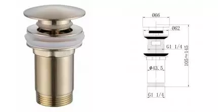 Донный клапан для раковины «Abber» AF0010G с механизмом Клик-Клак золото